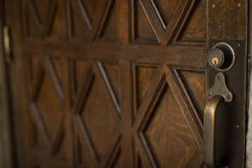 Close up of ornate wooden door