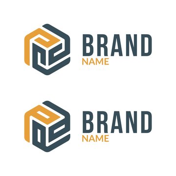 Letter P Hexagonal Box Logo.