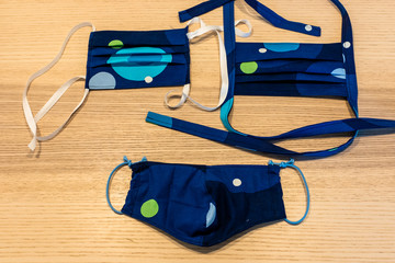 Set of hand-made face drapes/masks for fight against SARS-CoV-2 virus and COVID-19 disease