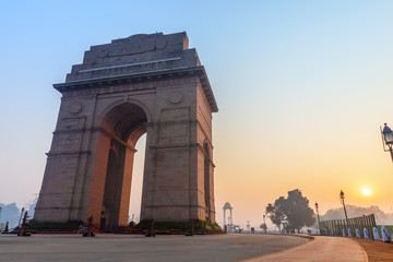 Fototapeta na wymiar India Gate Monument in New Delhi at sunrise