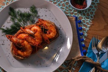 fresh and delicious shrimp pan