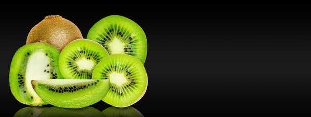 Group of ripe and fresh kiwi fruits.