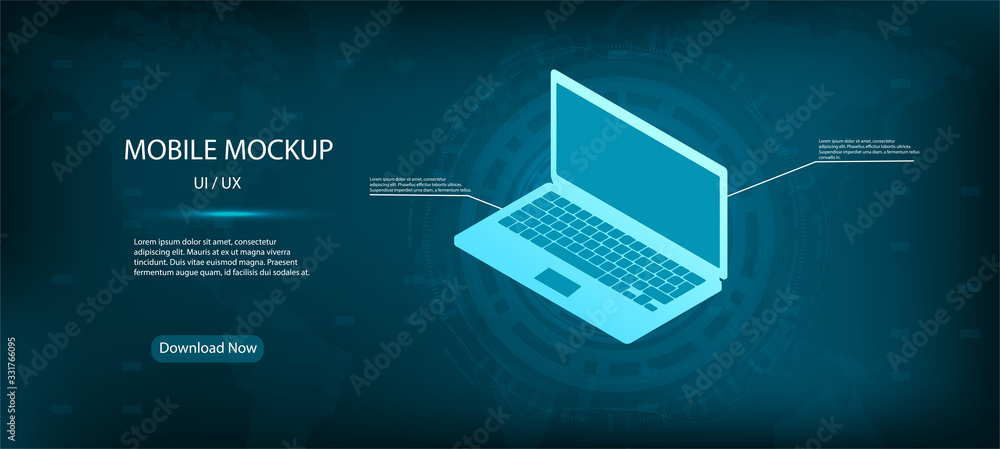 Aufkleber laptop from different angles. the layout of the universal device. 3d realistic laptop presentation i