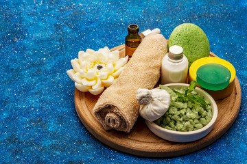 Healthy ritual of taking care of yourself. Natural cosmetics, spa set