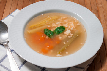 vegetable soup on plate
