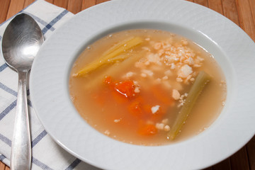 vegetable soup on plate