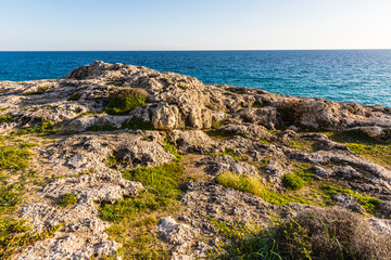Fototapeta na wymiar rocky soil in the area of Ayia Napa, Cyprus