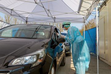 Coronavirus Test am Drive-In, Nürtingen, Baden Württemberg