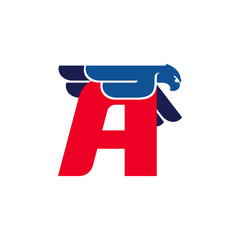 Letter A logo with flying eagle.