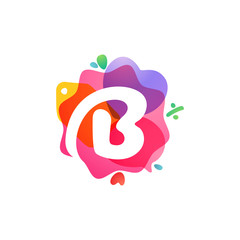 B letter logo with Sale icons. Overlapping watercolor negative space font.