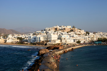 Naxos Town, Naxos / Greece - August 25, 2014: Naxos Town view, Naxos, Cyclades Islands, Greece