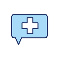 Isolated cross inside bubble line and fill style icon vector design