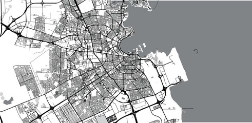 Fototapeta na wymiar Urban vector city map of Doha, Qatar