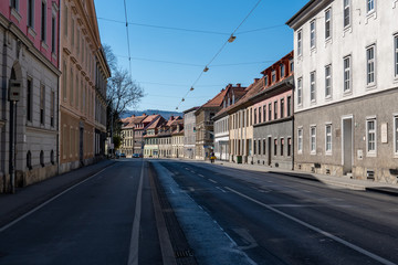 Fototapeta na wymiar Menschenleere Stadt Graz während der Corona-Virus Krise