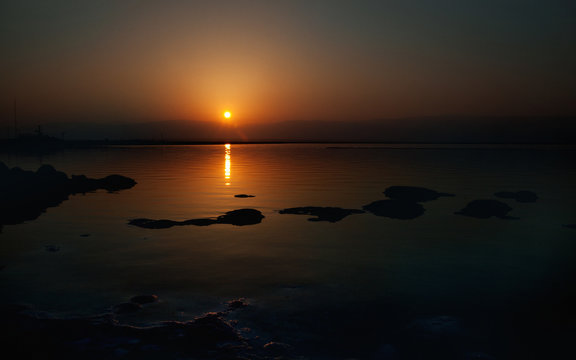 sunset at the dead sea