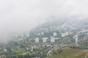 Italy - Trento - Bird view on public housing on the outskirts of the city
