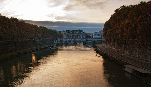 sunset on the river