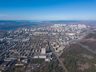 Housing estate in Kiev. Aerial drone view.
