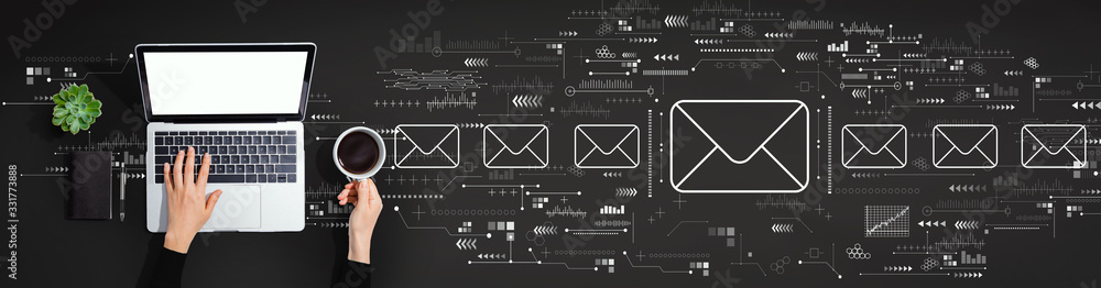 Aufkleber email concept with person using a laptop computer
