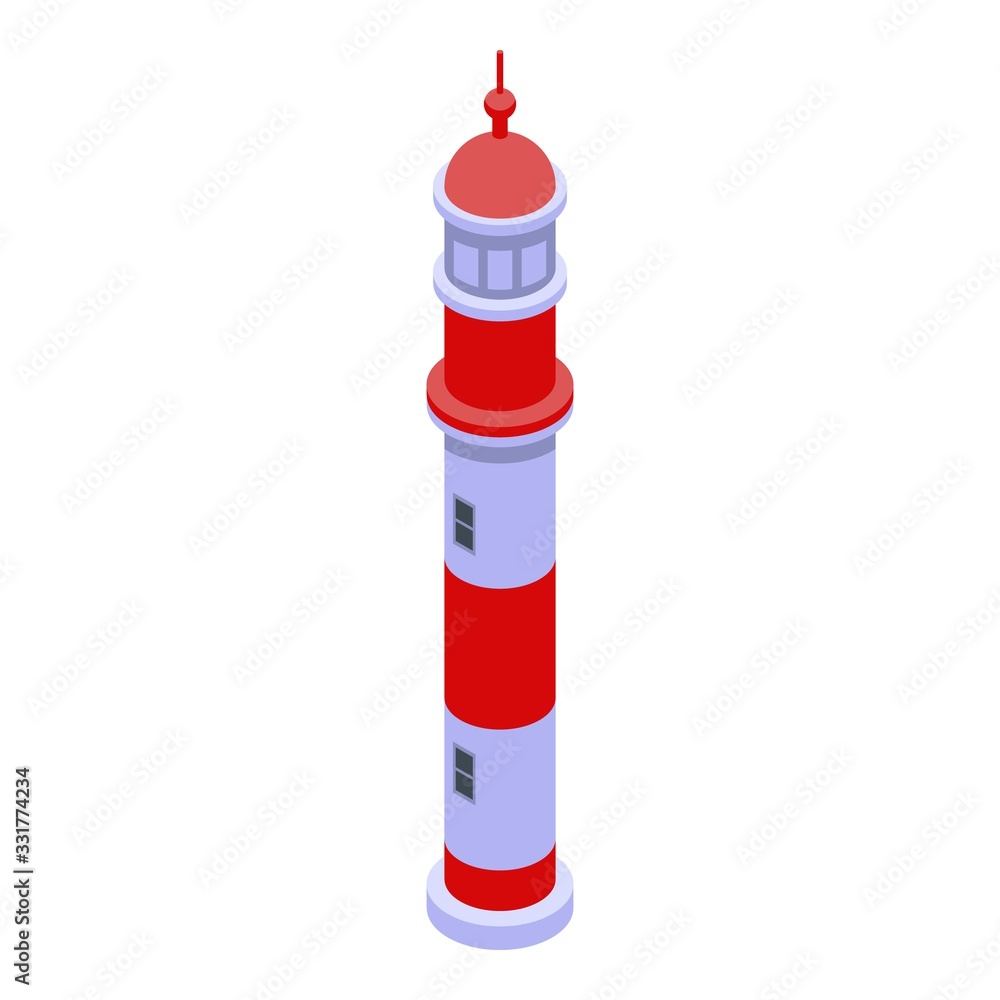 Poster coast lighthouse icon. isometric of coast lighthouse vector icon for web design isolated on white ba