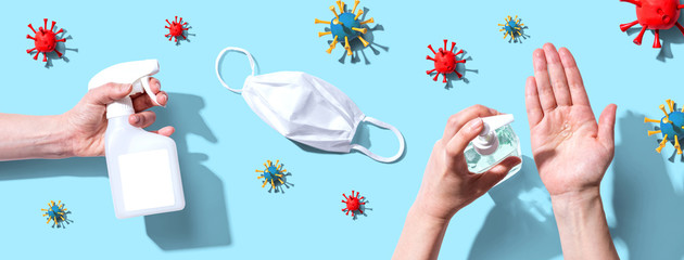 Prevent virus and germs - healthcare and hygiene concept - obrazy, fototapety, plakaty