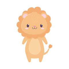 Obraz na płótnie Canvas cute lion animal cartoon isolated icon