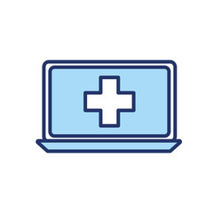 Isolated cross inside laptop line and fill style icon vector design