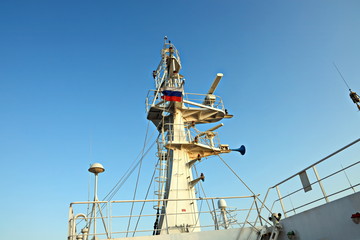 Bunkering of a ship on the open roadstead of the port of Nakhodka, Russia.