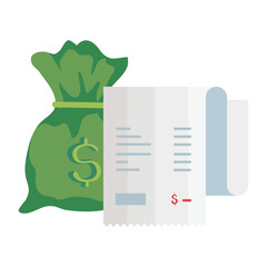 paper voucher with money bag isolated icon vector illustration design
