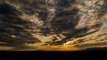 evening sunset after rain on a background of clouds