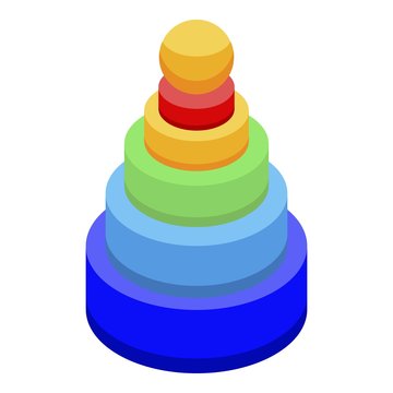 Baby colorful pyramide icon. Isometric of baby colorful pyramide vector icon for web design isolated on white background