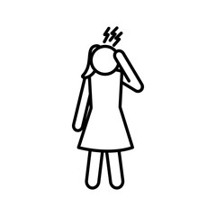 female avatar with headache line style icon vector design