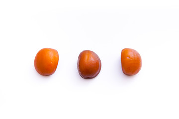 salak fruit seeds, isolated white background and copyspace, scientific name: Salacca zalacca