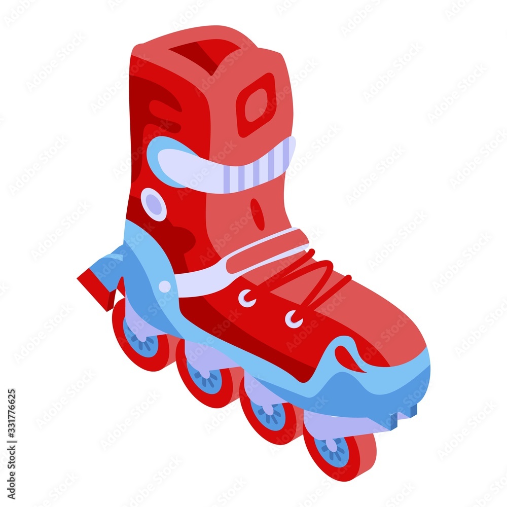 Poster red inline skates icon. isometric of red inline skates vector icon for web design isolated on white 