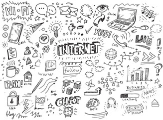 Hand drawn internet vector doodles