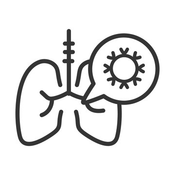 virus covid 19 pandemic sick lungs infection line style icon