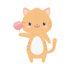 happy birthday tiger with candy in cartoon