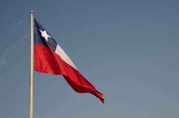 Flag of Chile in the Libertador Bernardo O'Higgins Avenue