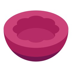 Half fresh mangosteen icon. Isometric of half fresh mangosteen vector icon for web design isolated on white background