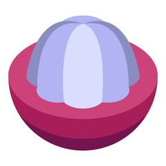 Half tropical mangosteen icon. Isometric of half tropical mangosteen vector icon for web design isolated on white background