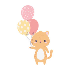 gelukkige verjaardag schattige tijger met ballonnen feest decoratie kaart