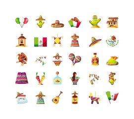 Naklejka premium set of icons cinco de mayo on white background