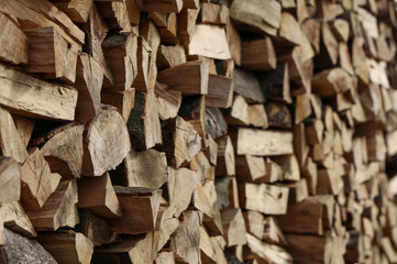 Brennholz Kaminholz Holz aufgestapelt