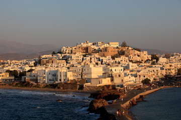 Naxos Town, Naxos / Greece - August 25, 2014: Naxos Town view, Naxos, Cyclades Islands, Greece