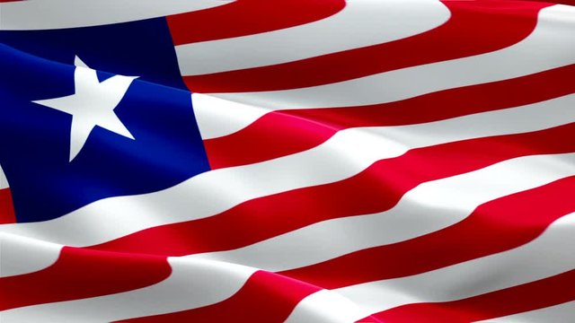Liberia waving flag. National 3d Liberian flag waving. Sign of Liberia seamless loop animation. Liberian flag HD resolution Background. Liberia flag Closeup 1080p Full HD video for presentation