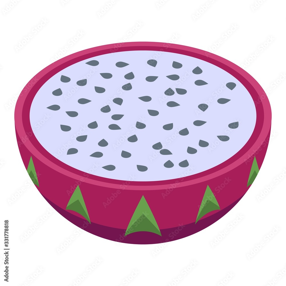 Poster half pitaya icon. isometric of half pitaya vector icon for web design isolated on white background