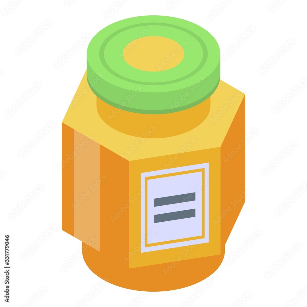 Poster apricot jam jar icon. isometric of apricot jam jar vector icon for web design isolated on white back