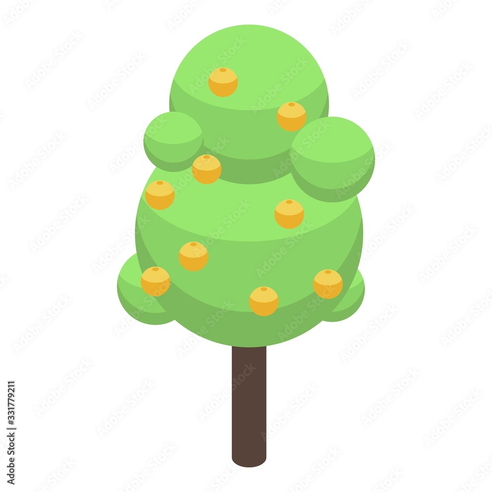 Poster apricot tree icon. isometric of apricot tree vector icon for web design isolated on white background