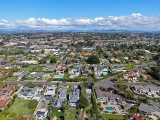 Fototapeta premium Aerial view of Solana Beach, coastal city in San Diego County, California. USA