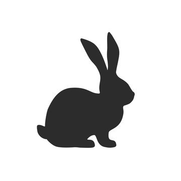 Black Rabbit Silhouette on white Background - Vector